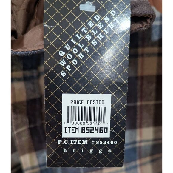 VTG Briggs Mens Medium Brown Plaid Flannel Quilted Wool Blend Shirt Jacket NWT - Picture 5 of 9